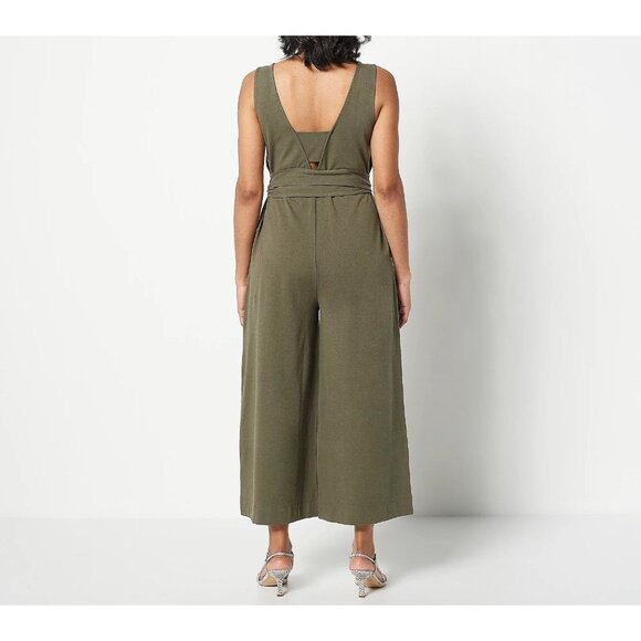 Encore by Idina Menzel Petite V-Neck Romper Size 3XP Olive A501321 - Picture 2 of 7